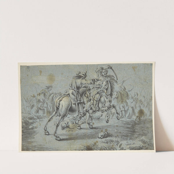 Rytterslagscene med tyrkere by Johann Georg von Bemmel