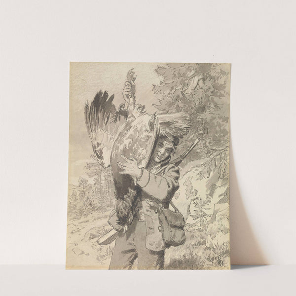 'Så tung og svær han er!' sa Per. 'Je trur inte je juger stort når je sier han veger sine tredve merker' by Hans Gude