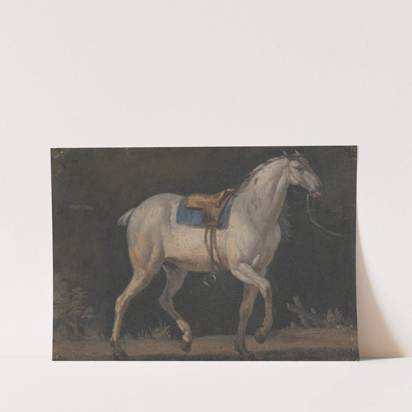 Saddled Gray Horse Walking by Jacques-Laurent Agasse