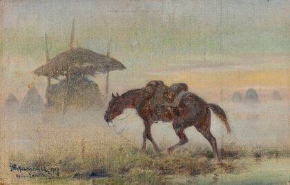 Saddled horse