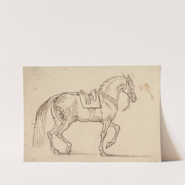 Saddled Horse, with a Crest Branded on His Flank, Walking to Right by James Seymour