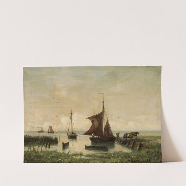 Sail boats at the lakeside by Walter Leistikow