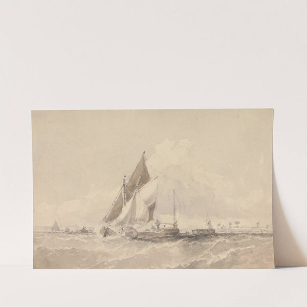 Sailing Barges and Boats in a Choppy Sea by George Chambers