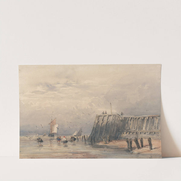 Sailing Barges and Shrimpers off a Pier (1832) by David Cox