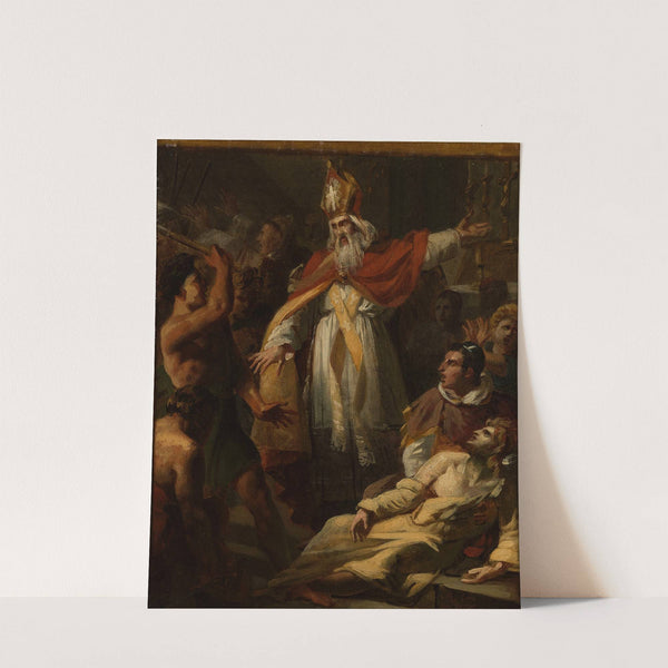 Saint Ambroise sauvant un prêtre arien de la fureur du peuple by Pierre-Augustin Vafflard
