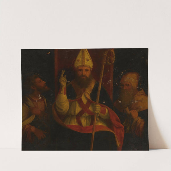 Saint Augustine enthroned with Saint Anthony Abbot and another saint by Andrea Previtali