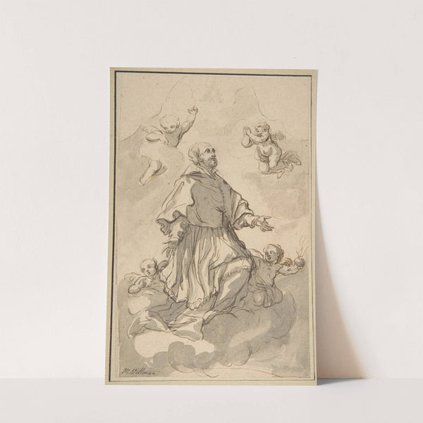 Saint Augustine on Clouds Surrounded by Angels (1667–1744) by Johann Jacob Eybelwieser