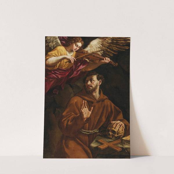 Saint Francis being comforted by an Angel by Francesco Cozza