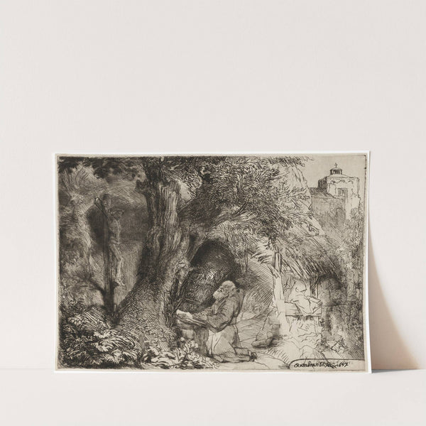 Saint Francis beneath a Tree praying by Rembrandt van Rijn