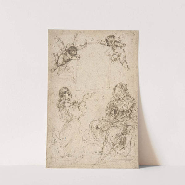 Saint Francis of Assisi and Saint Louis of France Venerating an Image of the Virgin by Guercino