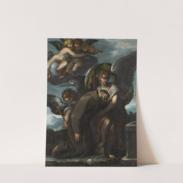 Saint Francis supported by angels by Veronese School