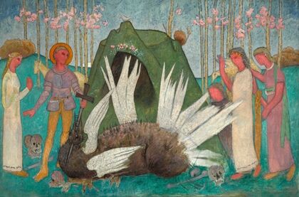 Saint George piercing a dragon (1909)