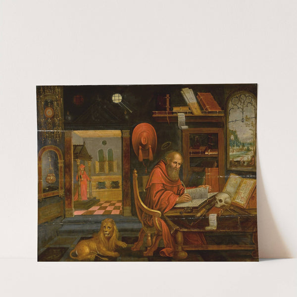 Saint Jerome in his study, with the lion by Antwerp School