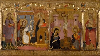 Saint John the Baptist, Annunciation, Crucifixion and Saint Catherine of Alexandria (ca 1400)