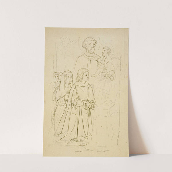 Saint-Joseph et l'Enfant Jésus parmi une famille en prière by Prosper Lafaye