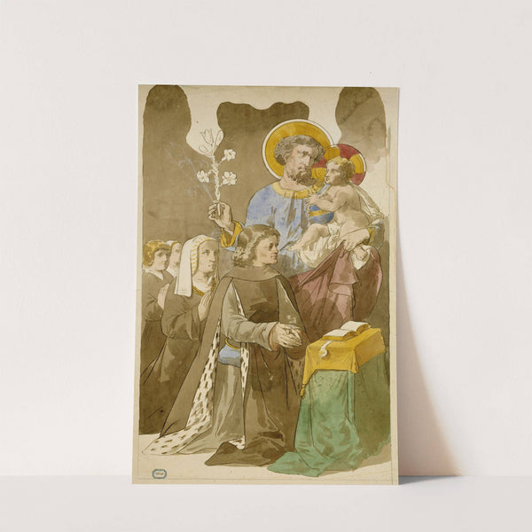 Saint-Joseph et l'Enfant Jésus parmi une famille en prière by Prosper Lafaye