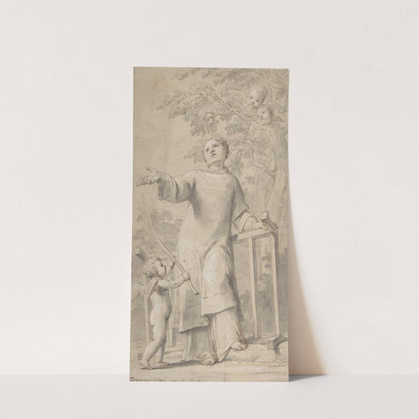 Saint Lawrence Standing and Holding the Grill, Instrument of His Martyrdom by Marcantonio Franceschini