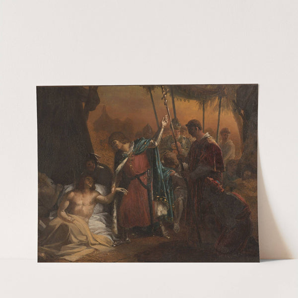 Saint Louis malade visitant les soldats atteints de la peste by Jean-Bruno Gassies