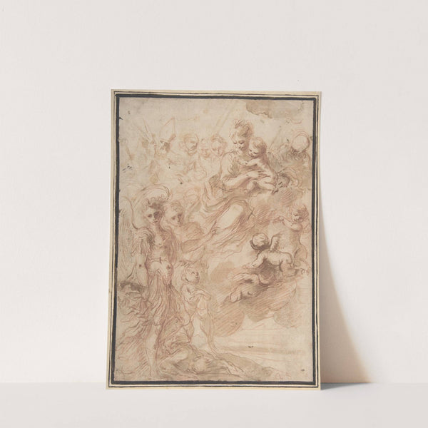 Saint Michael the Archangel and Another Figure Recommending a Soul to the Virgin and Child in Heaven by Bartolomeo Biscaino