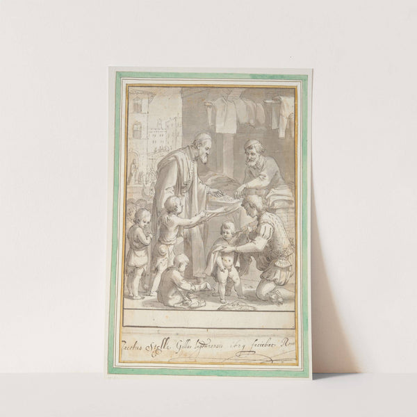 Saint Philip buying clothes for children by Jacques Stella