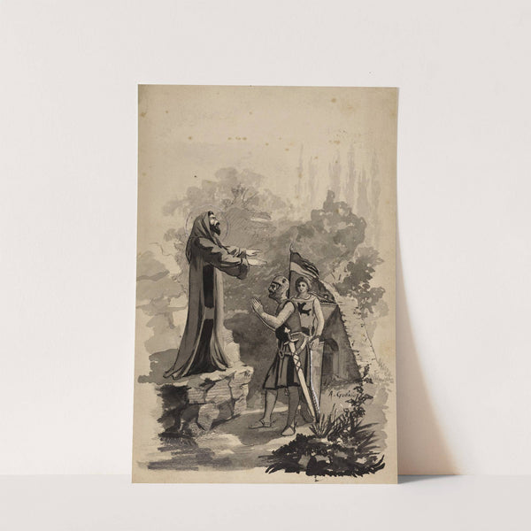 Saint religieux apparaissant à des chevaliers by Arthur-Joseph Gueniot