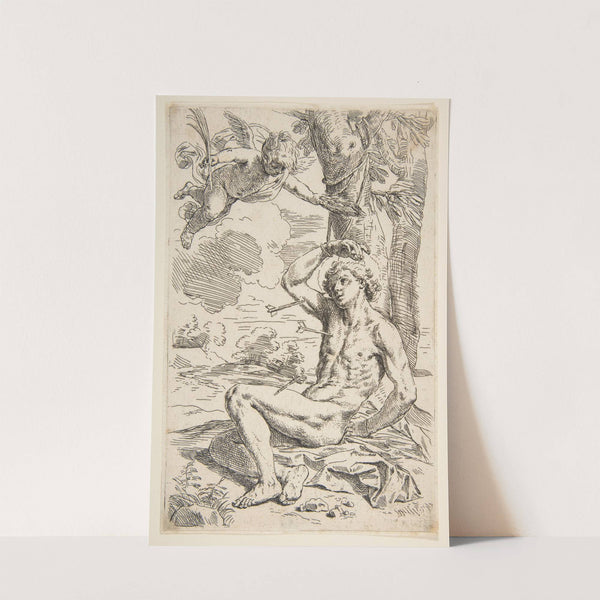 Saint Sebastian pierced with arrows and tied to a tree (ca. 1639) by Simone Cantarini
