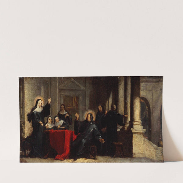 Sainte Scolastique obtenant du ciel une pluie accompagnée de tonnerre pour empêcher saint Benoît de la quitter (1706) by Louis Galloche