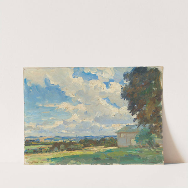 Salisbury cathedral from a field above Wilton by Wilfrid Gabriel de Glehn