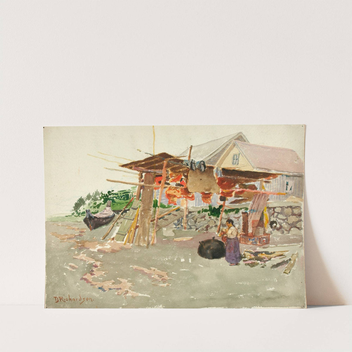 Salmon Drying, Indian Village, Alaska by Theodore J. Richardson