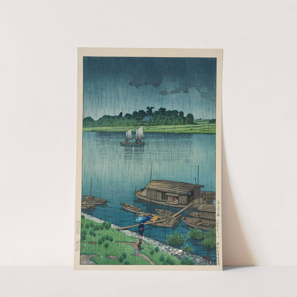 Samidare (Arakawa) (Early summer rain at Arakawa) (1932) by Kawase Hasui
