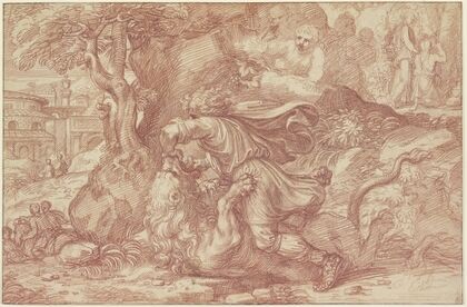 Samson tears the lion apart
