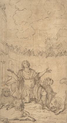 San Ponziano in an Amphitheatre Being Exposed to Lions — size preview