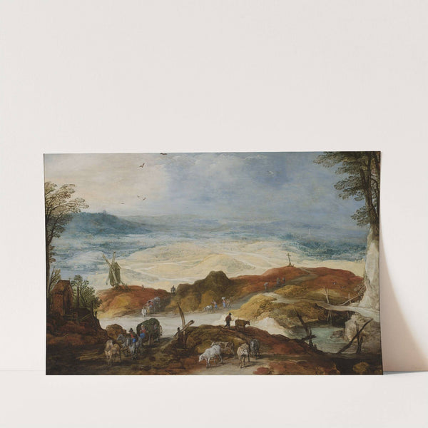 Sandy landscape with travellers and cattle (1610-1615) by Joos de Momper