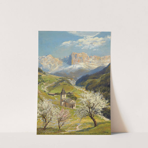 Sankt Zyprian in Tiers mit dem Rosengarten by Konrad Petrides