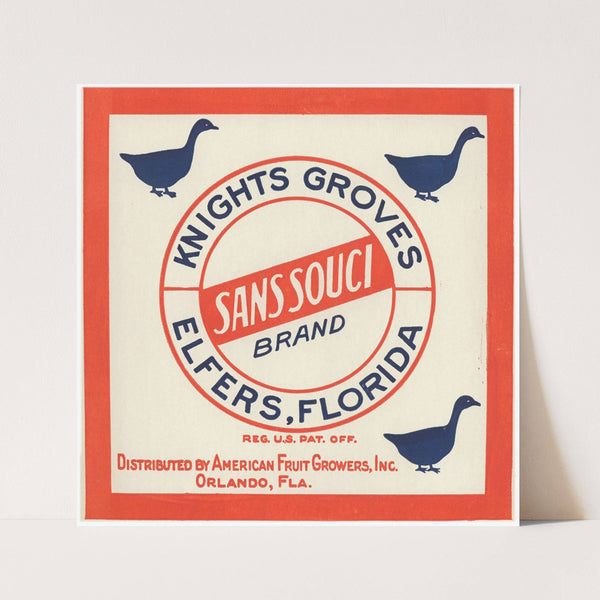 Sans Souci Brand Fruit Label (1930-1950)