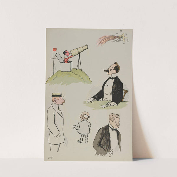 Santos-Dumont, Joël Sol, Prince Toussoun, Boldini, baron Lionel de Rothschild (1912) by Georges Goursat (Sem)