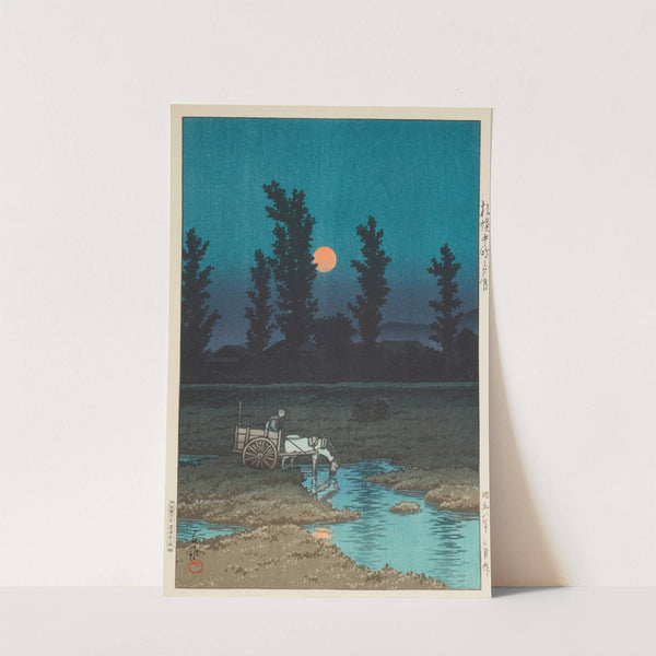 Sapporo Nakanoshima no yuzuki (Evening moon at Nakanoshima, Sapporo) (1933) by Kawase Hasui