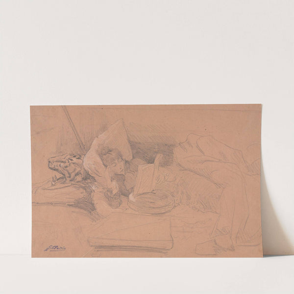 Sarah Bernhardt Reclining on a Divan, Reading by Georges Jules Victor Clairin