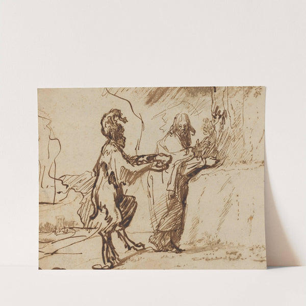 Satan Tempting Christ to Change Stones into Bread by Rembrandt van Rijn