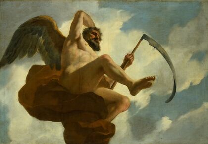 Saturnus ; Allegorische voorstelling van de verzorging van leprozen en onnozelen