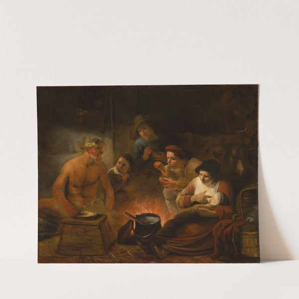 Satyr among peasants (Aesop, Fables, J. de La Fontaine, V, 7) by Constantijn a Renesse