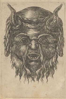 Satyr Mask with a Laurel Wreath Draped Over the Horns (1635–1645)