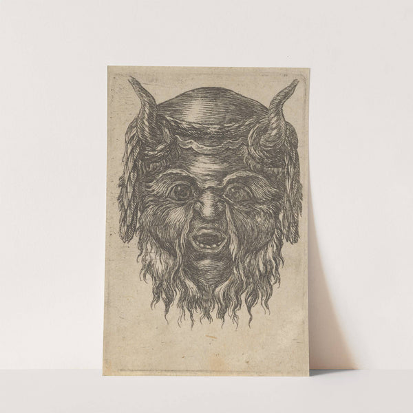 Satyr Mask with a Laurel Wreath Draped Over the Horns (1635–1645) by François Chauveau