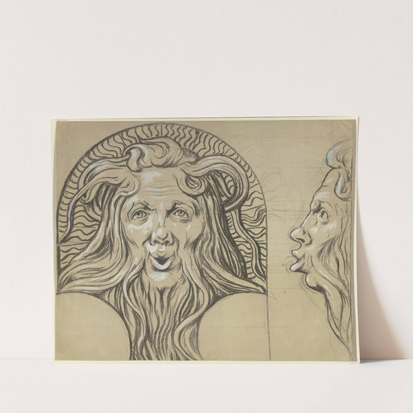 Satyrkopf (Entwurf für einen Majolikabrunnenkopf) by Hans Thoma