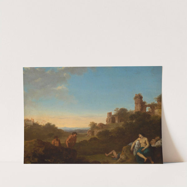 Satyrs and sleeping nymphs against Italian landscape (1620-1630) by Cornelis Van Poelenburch