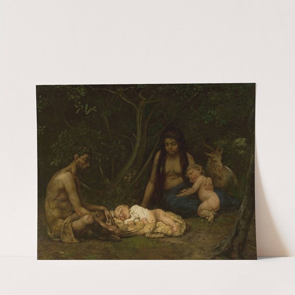 Satyr’s family (bringing up of Zeus) (1886) by Hans Thoma