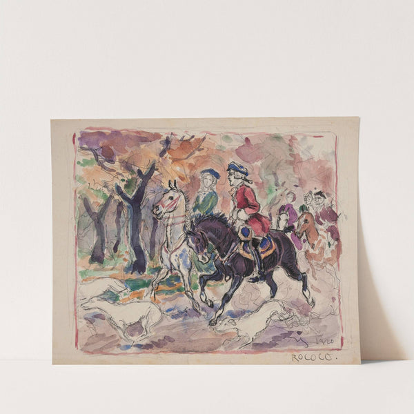 Scena rodzajowa - para w strojach z poł. XVIII w. na koniach jadąca przez las by Ivan Ivanec