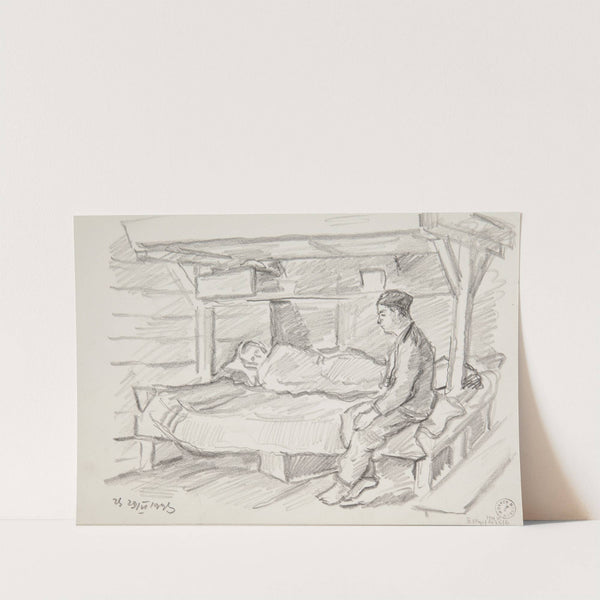 scena w wnętrzu baraku obozowego. by Ivan Ivanec