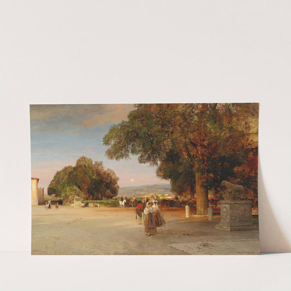 Scene at dusk on the terrace of Villa Grazioli in Grottaferrata by Oswald Achenbach