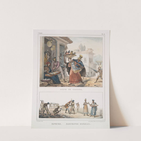 Scène de carnaval; Paveurs. Marchande d'atacaça by Jean Baptiste Debret